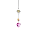 Garden turtle wind chime with yellow beads and a faceted pink heart crystal pendant - Sea Turtle / Pink