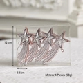 Set of 4 rose gold shooting star Christmas ornaments with silver sequins, 12cm height - Pink Meteor 4Pcs Set