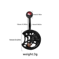 Dimensions détaillées du piercing de nombril noir avec zircon coeur rouge et marquages - Style Lune Cœur Zircon Rouge (24072504-13)