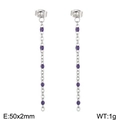 Silberne Quastenohrringe mit lila Harzperlen, Maße 50x2mm und Gewicht von 1g - Silber Metall Traubenviolette Perlen (KE109144-Z)