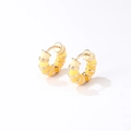 Bamboo style gold hoop earrings with yellow and cream enamel stripes and post closure - Yellow and White