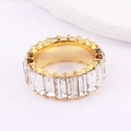 Gold plated eternity ring with baguette-cut clear cubic zirconia crystals - US 6 / White