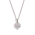 Retro stainless steel necklace with silver floral medallion pendant and tiny crystals - Flower (Curb Chain Round Tarot Rhinestone-Steel-Flower) / Steel