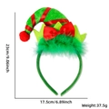 Diadema de gorro de elfo navideño verde con lazo rojo y medidas de 23cm x 17,5cm para fiesta - Estilo Sombrero de Elfo con Plumas Verdes