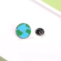 Set of 2 cute cartoon globe metal pins in blue and green with smiling faces - Earth (CZ0569)