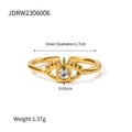 Adjustable 18K gold plated evil eye ring with sparkling cubic zirconia center stone - Evil Eye Open Style (JDRW2306006)