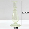 20.5cm light green transparent glass candlestick holder with bubble texture detail - Green Dotted Style