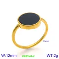 Minimalistische gouden titanium ring met 12 mm ronde zwarte agaat inleg voor dames - US 6 / Goud