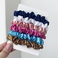 Set di 6 elastici per capelli in raso blu, bianco, rosa e champagne effetto seta - Combinazione Serie Colori Misti Morandi (5#)
