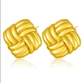 Chic square woven gold earrings in stainless steel with a high-polish metallic finish - 3D Weave Textured Square