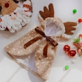 Brown reindeer plush hooded cloak for dogs with white spots and antlers decoration - Brown Polka Dot Reindeer Cape