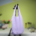 Chic purple waffle bubble tote bag with pleated texture and soft single handle strap - Purple