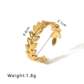 Minimalist golden leaf wrap ring for women in stainless steel, 1.8g lightweight design - Laurel Leaf Olive Branch (NB-R2023023)