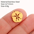 Golden stainless steel sand dollar fish pendant for DIY jewelry, 12x13mm size - Sand Dollar / Gold