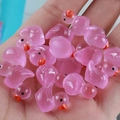Hand holding a set of pink translucent resin mini ducks for micro landscape DIY crafts - Purple