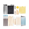 Multi-piece pottery clay sculpting tool set with various tips and a black storage bag - 43-Piece Pottery Tool Set