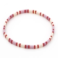 Bohemian Tila bead stretch bracelet with red lavender and cream enamel tiles - Red/Pale Purple/Off-White (TL-B190011B)