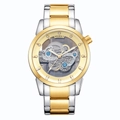 Montre homme business avec cadran squelette et bracelet en acier bicolore or et argent - Style Bicolore Or (9111)