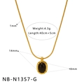 18K vergoldete Halskette mit schwarzem ovalem Anhänger und detaillierten Maßangaben - Gold Schwarzer Ovaler Anhänger (NB-N1357-G)