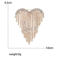 Spilla cuore dorata elegante con strass colorati e nappe, misure 6,5x4,8cm - Oro - Strass Bianco AB
