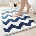 Blauw-wit gegolfde absorberende badmat op houten vloer voor zacht comfort in de badkamer - 40*60cm / Golf van Licht - Blauw