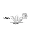 Silver G23 titanium labret stud with hammered triple leaf design and 8mm flat back bar - Leaf Shape (T2512-7#) / Silver