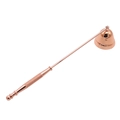 Rose gold stainless steel candle snuffer tool with knurled handle on white background - Rose Gold Candle Snuffer Bell / Rose Gold