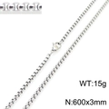 Zilveren roestvrijstalen slangenketting 600x3mm 15g in vintage punk stijl - Zilver 3mm x 600mm (KN230408-Z)