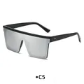 Gafas de sol de pantalla con montura negra brillante y lentes de espejo plateadas - Montura Negra Espejo Plateado