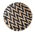 Detailed macro view of woven seagrass wall decor with black and beige zigzag patterns - Cattail Root Black Paper Large Wave Pattern, 25 cm