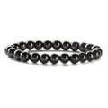 Bracciale elastico con perline in pietra naturale occhio di tigre ed ematite lucida nera - Ematite da 8mm