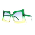 Fashionable geometric cat-eye sunglasses with green to yellow gradient thick frames - Green Yellow Frame Light Grey Lens