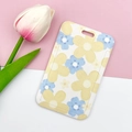 Floral ID card holder with yellow and blue flower patterns on a pink background - No Accessories / Yellow Blue