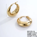 Minimalist geometric chunky gold-plated hoop earrings with polished metal finish - Large Chunky Geometric Style (E01570-16)