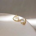 Style 22 Silver Post Earrings - Gold Triangle