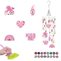 DIY Valentine's diamond painting wind chime kit with gnomes and kiss me heart pendants - Gnome Rainbow Style