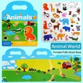 Libro di adesivi portatile mondo animale con 34 sticker riutilizzabili per bambini - Tema Animali Selvatici / Mondo animale