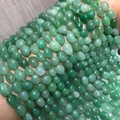 Green natural stone irregular beads on stainless steel necklace with polished finish - Green Aventurine