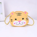 Cute yellow tiger-shaped cartoon mini PU crossbody bag for girls with gold strap - Yellow Tiger Eye