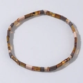 Bracelet en perles Tila fait main aux motifs géométriques ambre, rose mat et gris foncé - Ambre Rose Gris