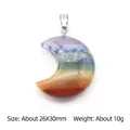 7 Chakra stone crescent moon pendant with silver bail for meditation jewelry - 30mm Moon Pendant