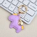 Charming purple leather horse keychain with golden lucky bag charm for handbag - Mini / Purple