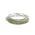 Green crystal rhinestone elastic bracelet with multi-layered silver metal plating - Silver Multi-layer Green Rhinestone