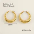 Créoles torsadées de 33 mm en acier inoxydable plaqué or 18 carats au look vintage - 33mm / Doré