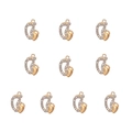 Set di 10 ciondoli a forma di orma in lega dorata con cristalli di zircone scintillanti - Impronta Dorata (6#) / Confezione da 10 / Oro