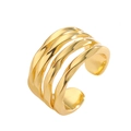Close-up of golden four-layer hollow wave open ring with polished irregular fluid lines - Gold Style H (Four Layer Hollow Wave)