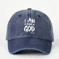 Vintage washed navy blue baseball cap with I AM A CHILD OF GOD white printed text - Navy Blue