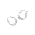 S925 sterling silver multi-layer twisted hoop earrings with polished metal finish - 925 Silver / Silver