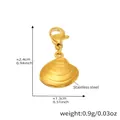 Pendentif coquillage doré en acier inoxydable avec texture brossée et fermoir mousqueton - D199-Breloques Coquillage Dorées (Pack de 4)