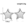 Polished silver stainless steel star earrings with 1.99cm dimensions and 5.6g weight - Silver Small Star Stud Earrings (ER-1452)